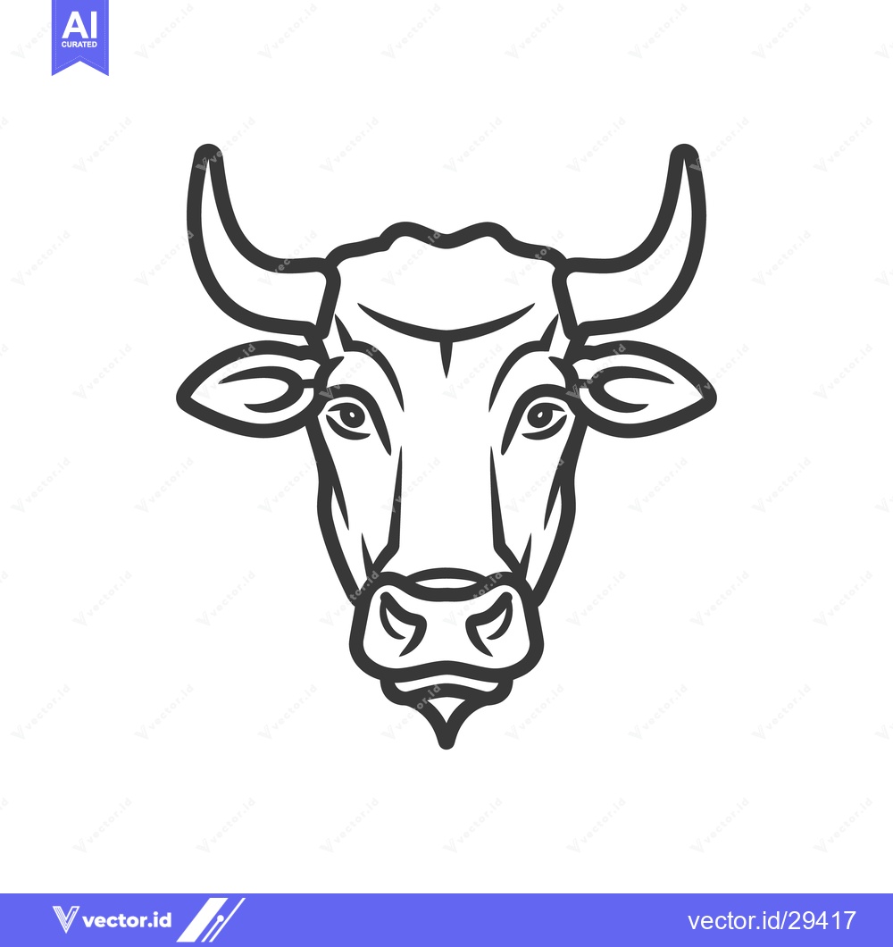 Premium Vector of A simple line drawing of a cow head facing forward