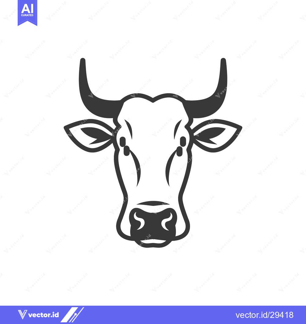 Premium Vector dari A Simple Black And White Graphic Depicting A Cattle Head