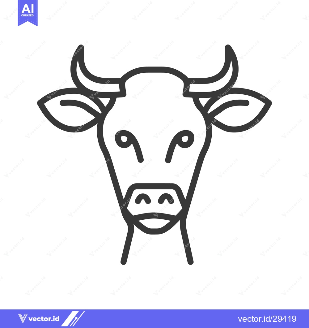 Premium Vector dari A black and white line drawing of a cow head