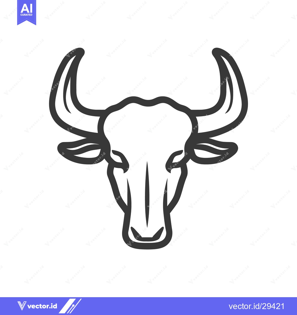 Premium Vector dari Simplified graphic illustration featuring the head of a bovine animal