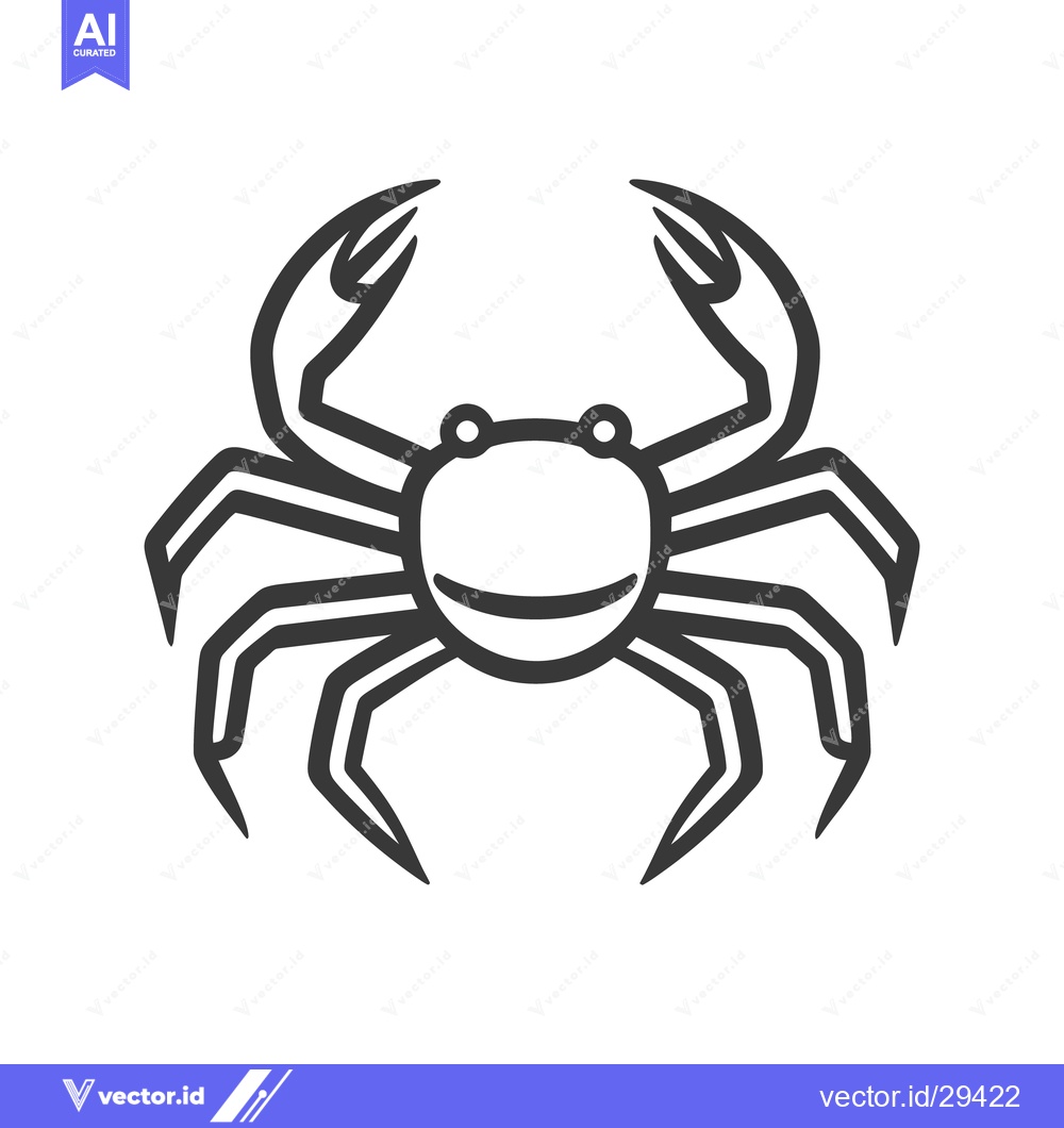Premium Vector of A stylized graphic illustration depicting a cheerful crab creature