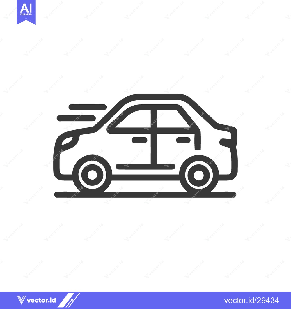 Premium Vector of Sleek Car Icon: Modern Line Art Depicting Speed and Motion