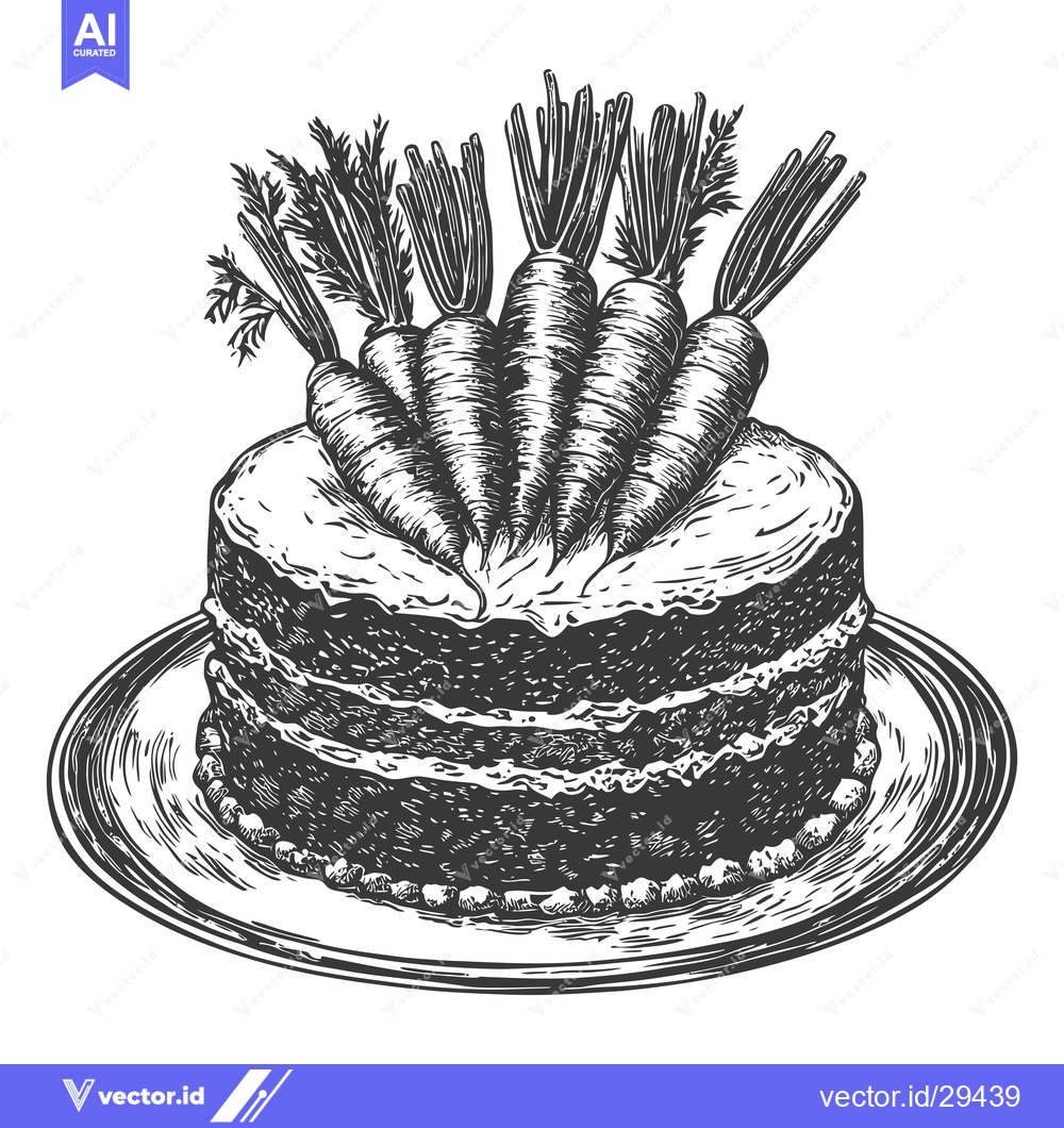 Premium Vector dari Delicious Carrot Cake Decorated with Fresh Carrots