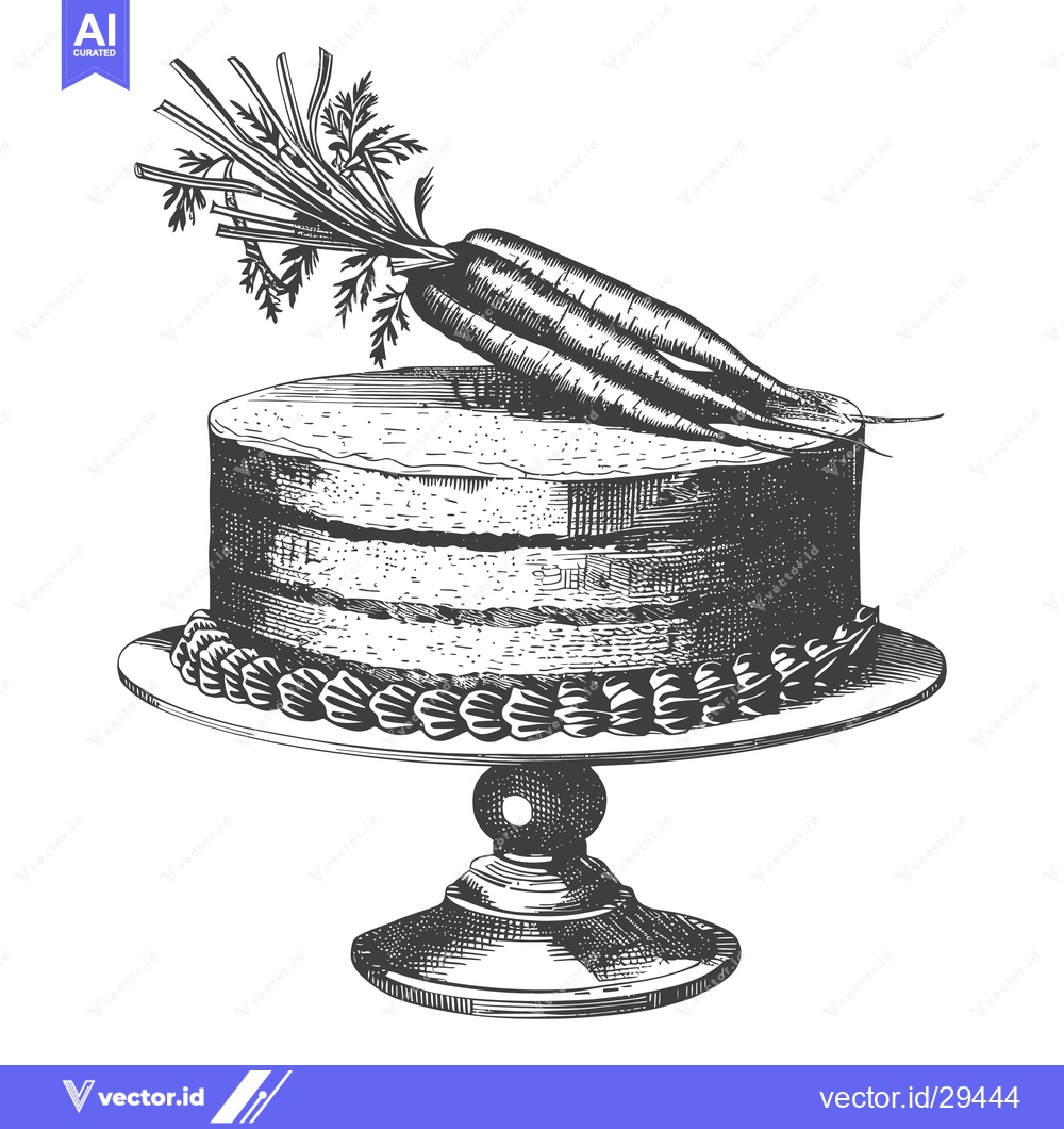 Premium Vector of Delicious Carrot Cake on a Pedestal Stand