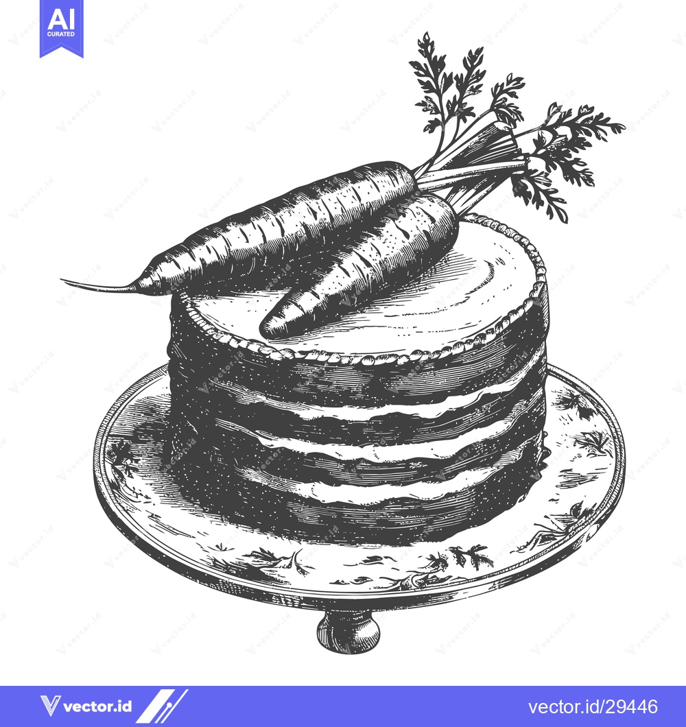 Premium Vector of Carrot Cake Decorated With Fresh Carrots