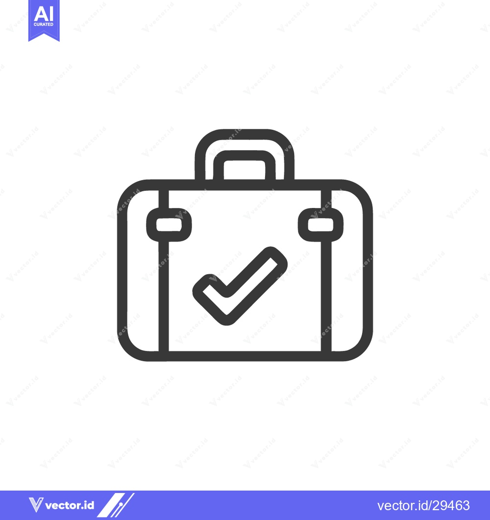 Premium Vector dari Suitcase with Checkmark: Minimalist Icon for Travel Approval and Busin