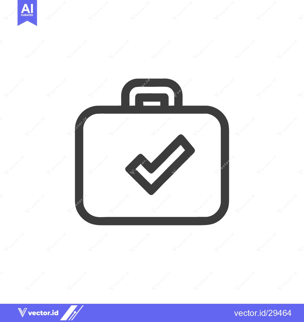 Premium Vector of Approved Suitcase: Minimalist Icon of Business Travel with Checkmark