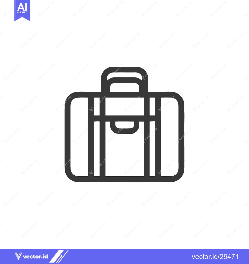 Premium Vector dari Minimalist Suitcase Icon: Simple Black Outline on White Background