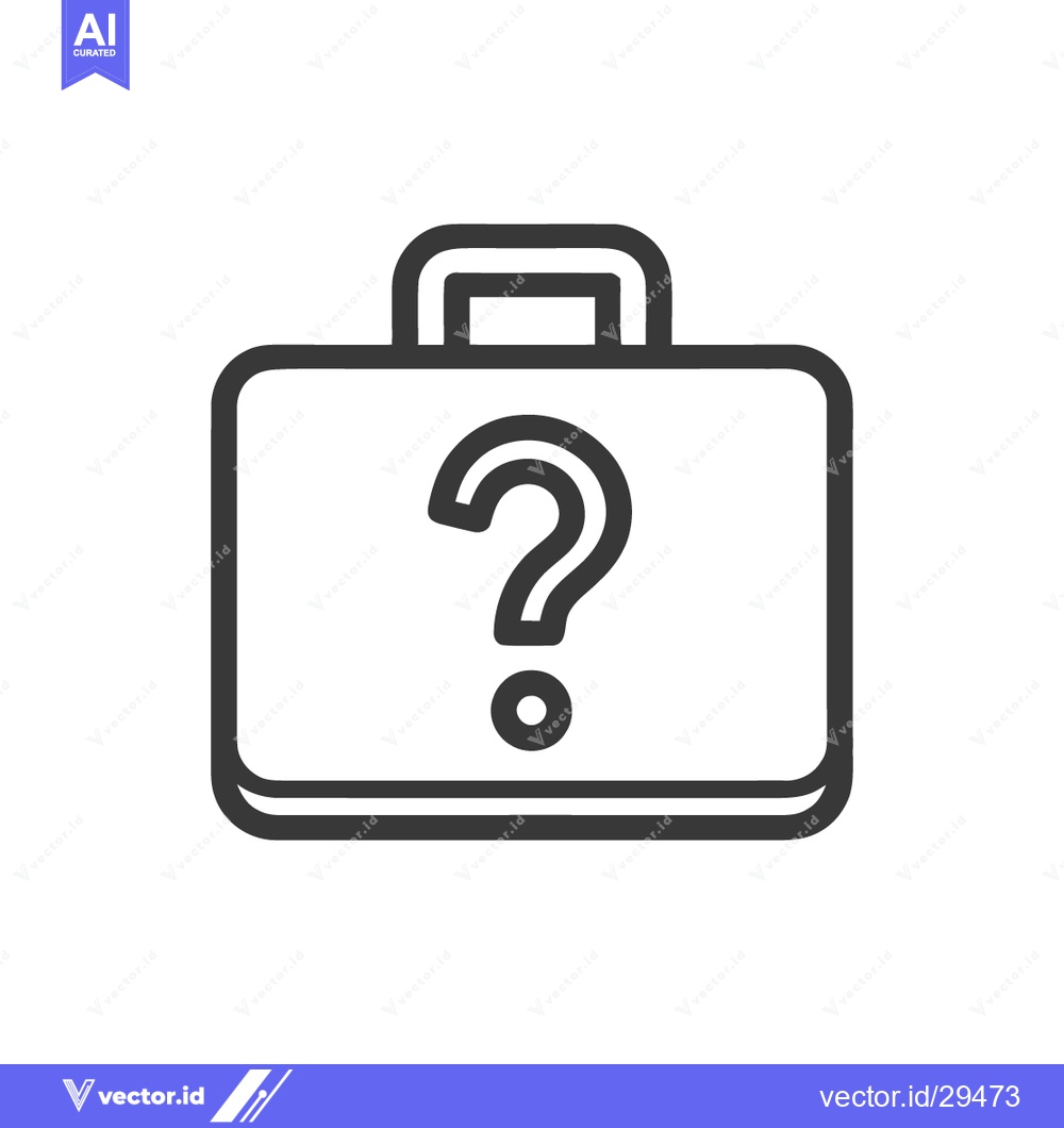 Premium Vector dari Question Mark Briefcase: Minimalist Icon for Business Uncertainty and