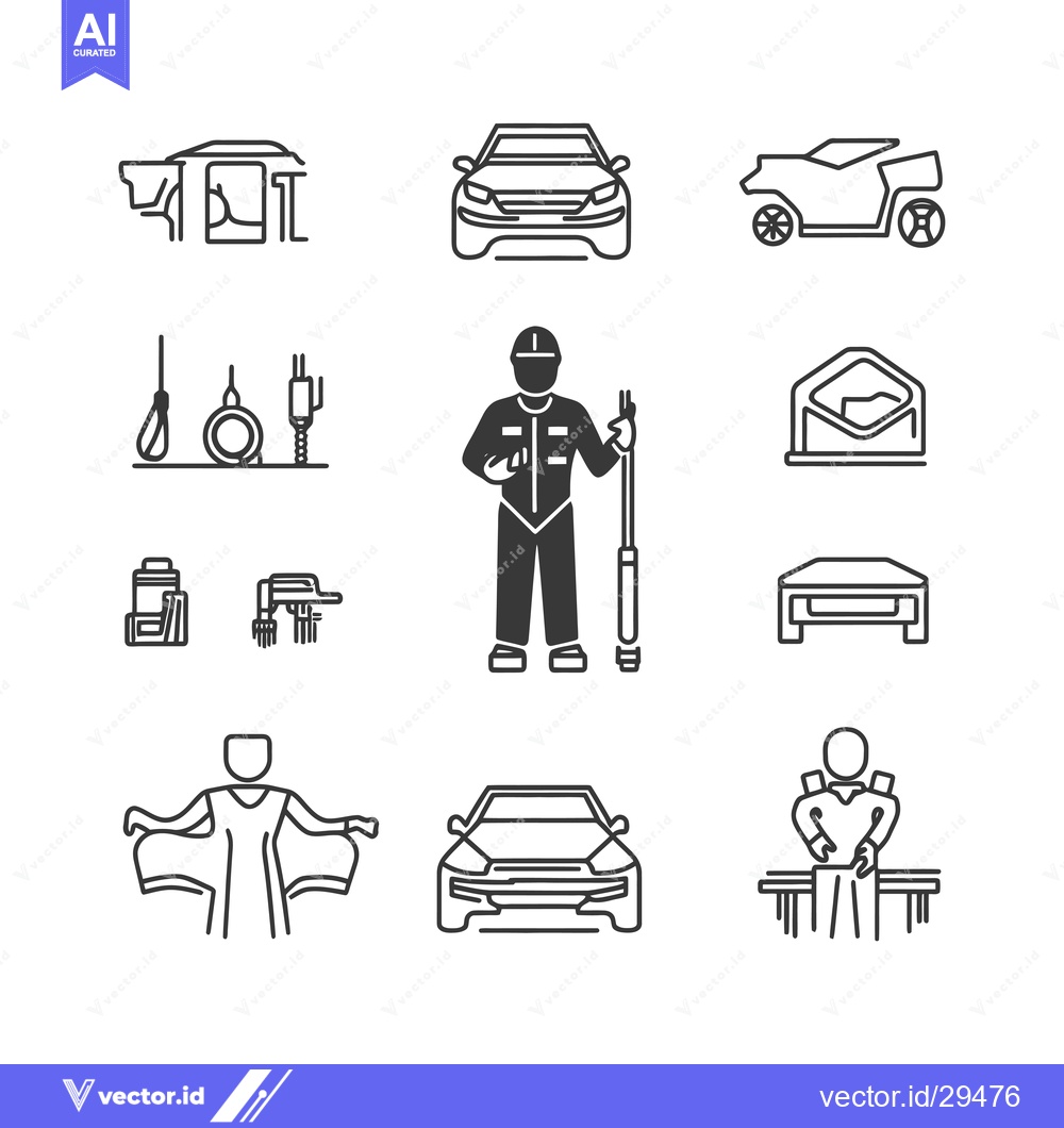 Premium Vector of Car Service and Repair Line Icons Set
