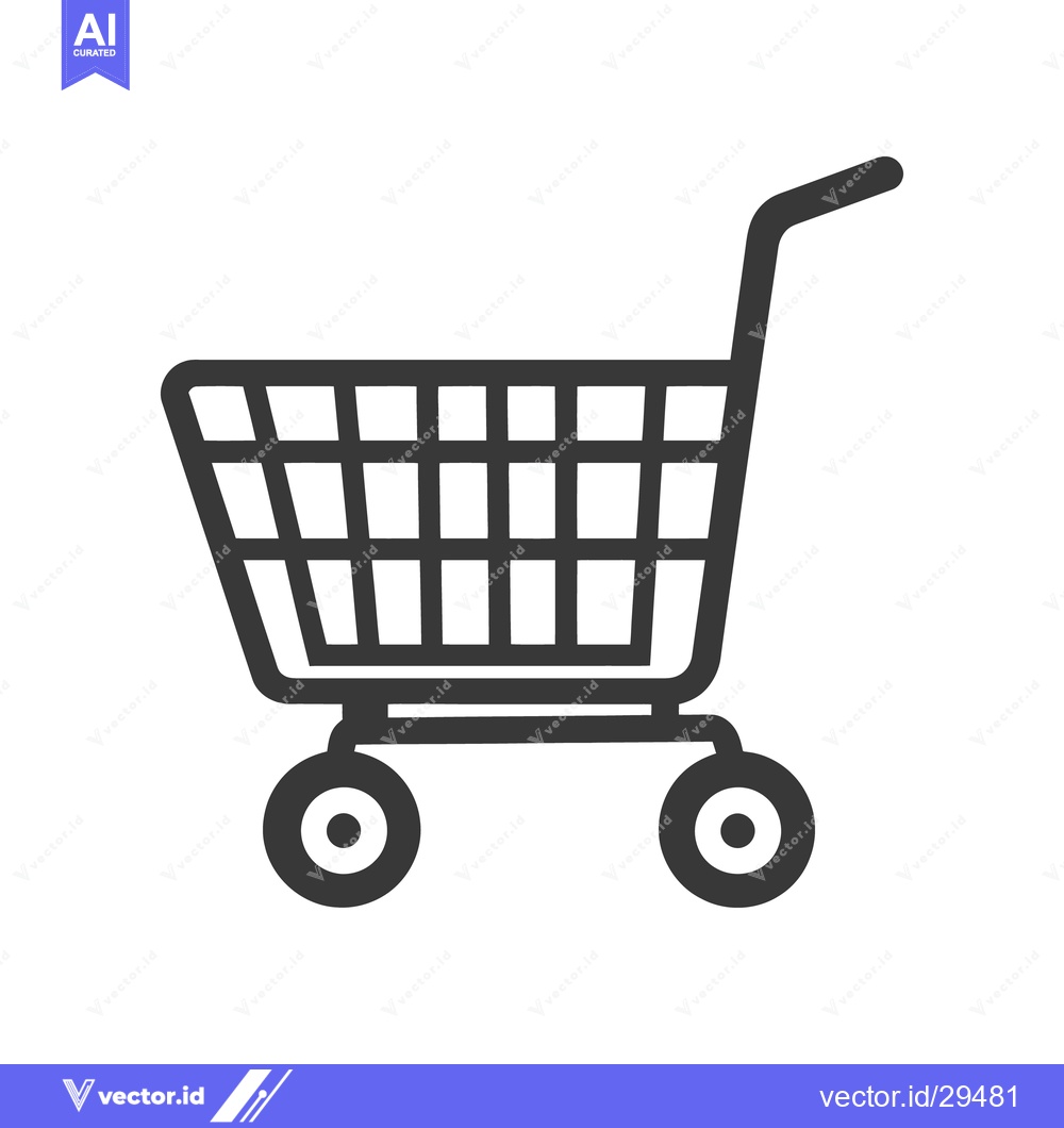 Premium Vector dari A simple black and white shopping cart graphic illustration