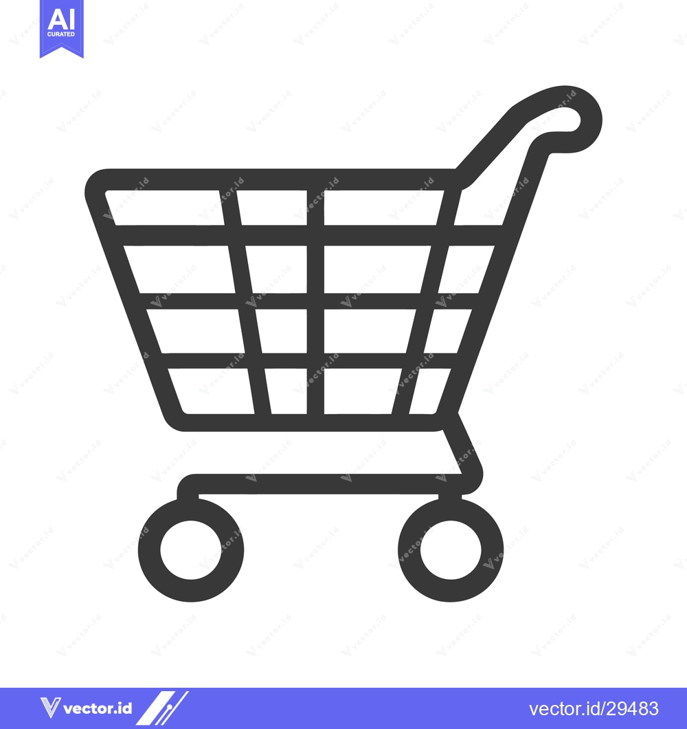 Premium Vector dari A simple graphic illustration of a shopping cart on a white background