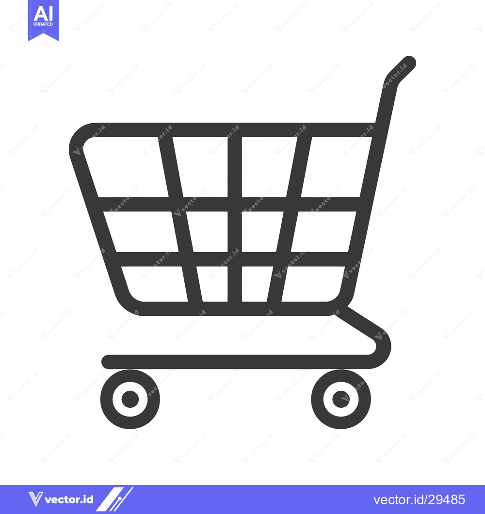 Premium Vector dari A simple shopping cart illustration with wheels and a handle