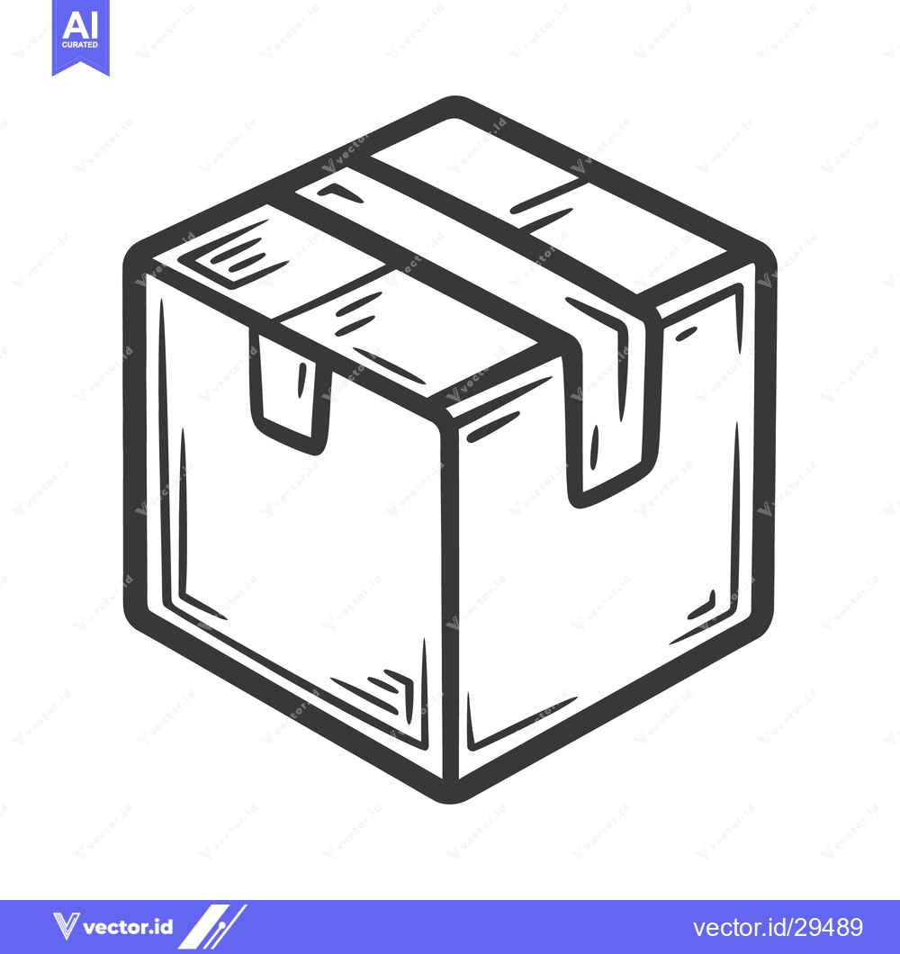 Premium Vector dari A simple illustration showing a closed cardboard box with tape applied