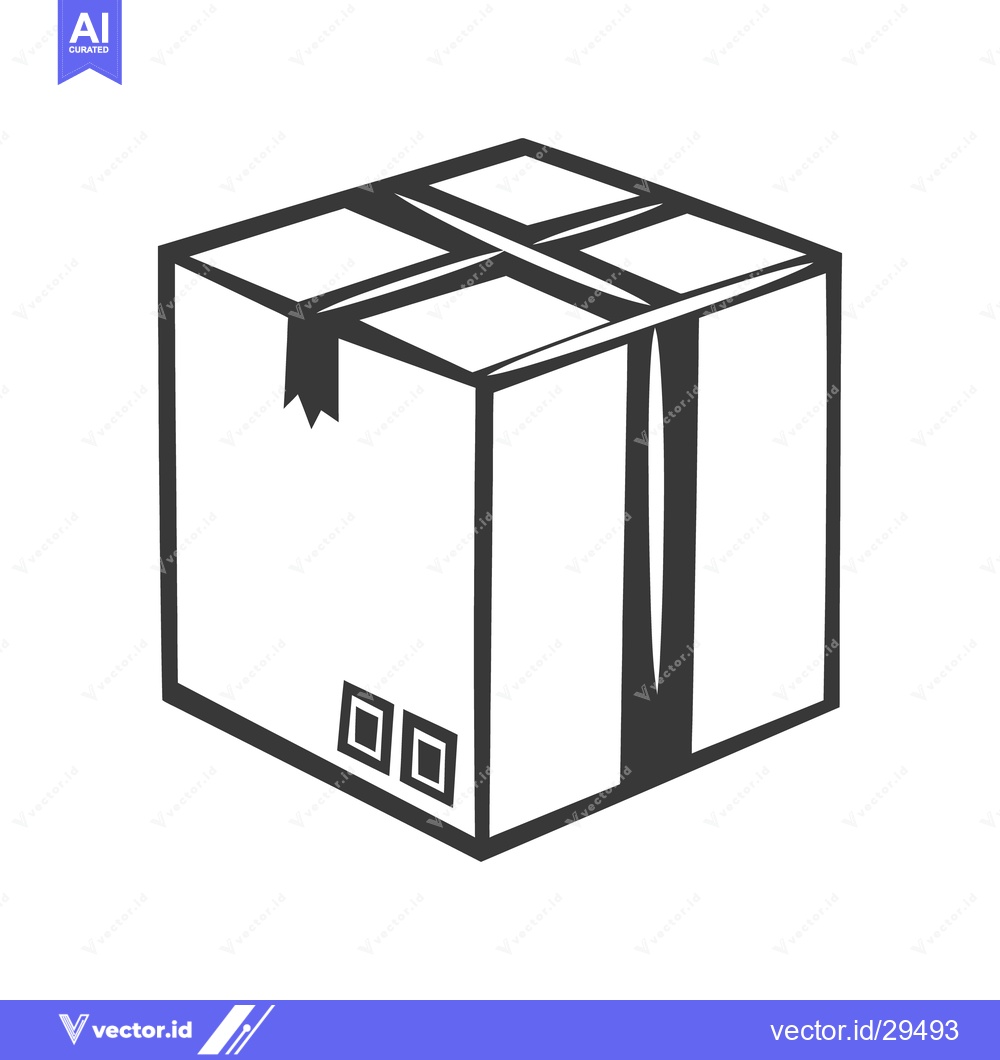 Premium Vector dari A monochrome illustration of a closed cardboard shipping package