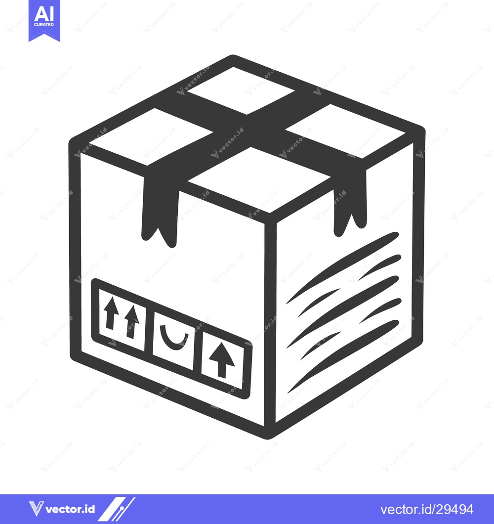 Premium Vector dari An illustrated drawing of a sealed cardboard box with labels on it