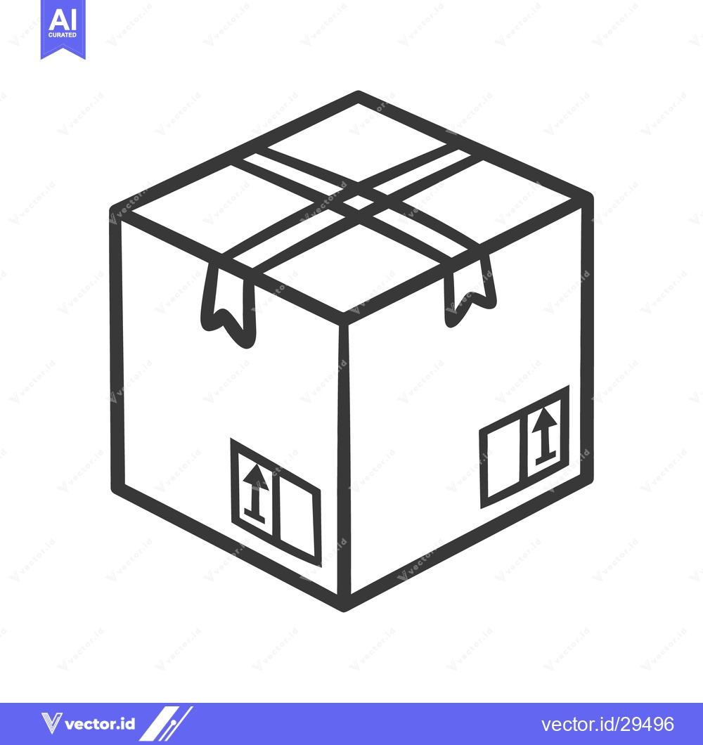 Premium Vector dari Simple isometric line art illustration of a cardboard shipping box