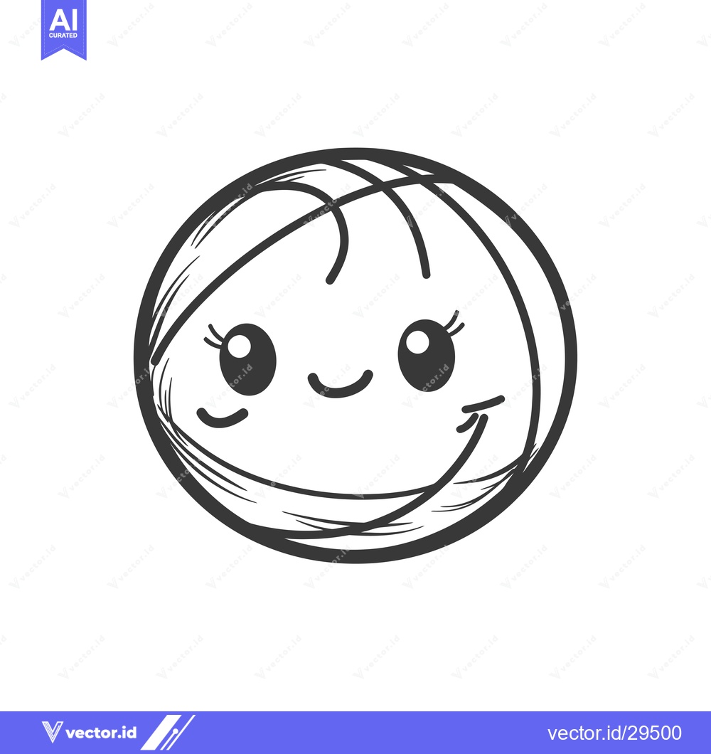 Premium Vector dari Cartoon basketball with a happy face