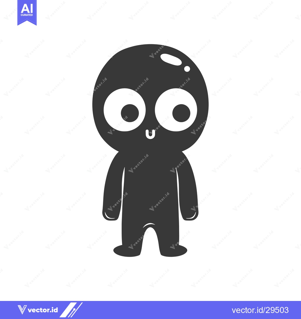 Premium Vector dari Cartoon black blob with large eyes and a smile