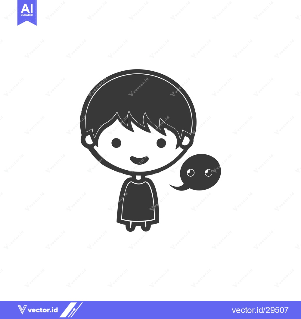 Premium Vector dari Cartoon Boy Character Speaking in a Speech Bubble