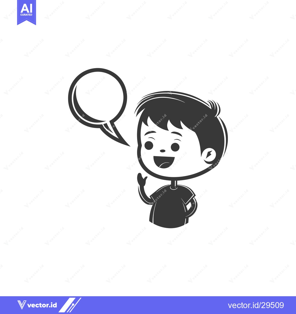 Premium Vector dari Cartoon Boy with Speech Bubble Talking and Smiling