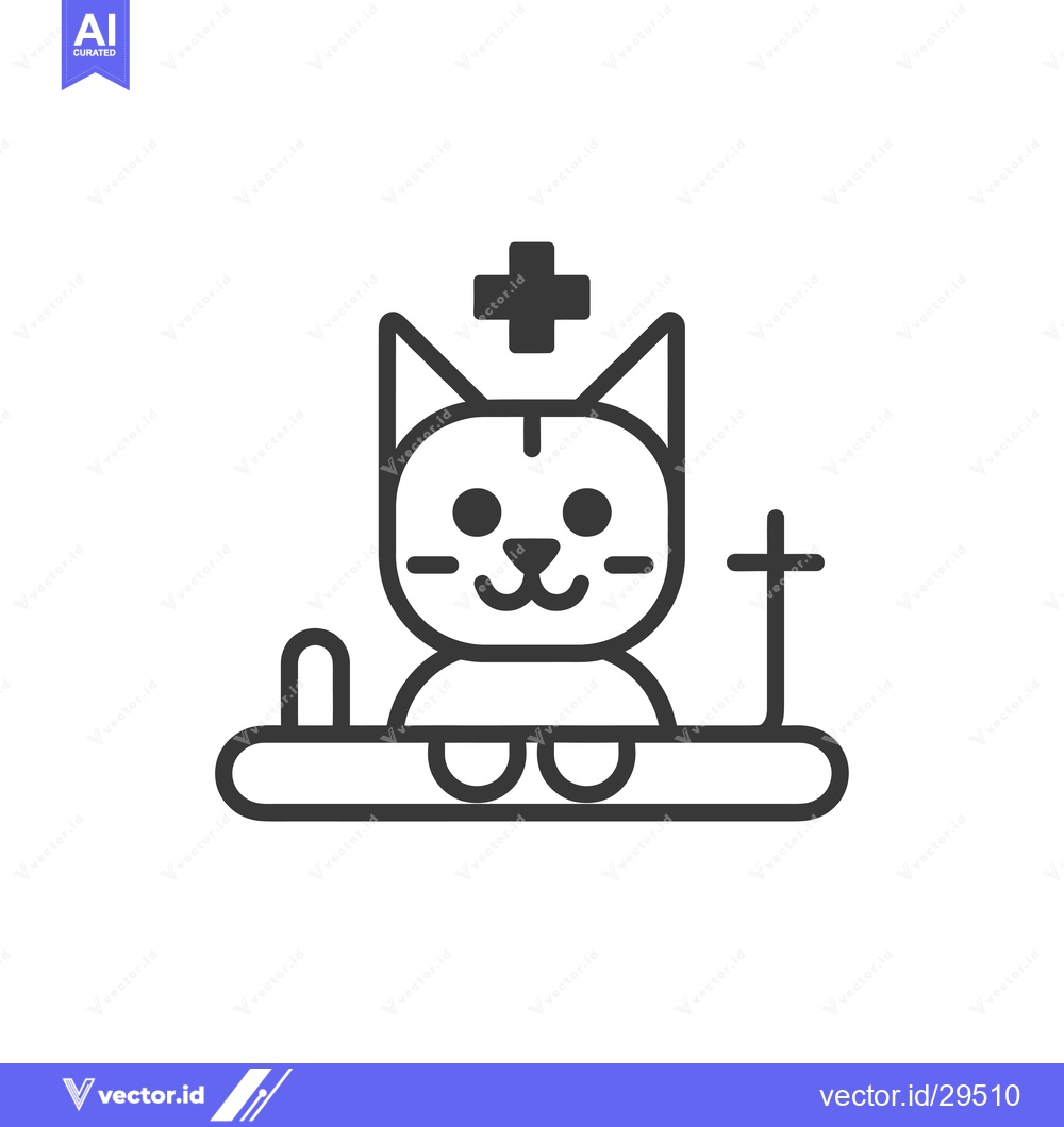 Premium Vector dari Cartoon Cat Sitting on Examination Table with Cross Above Head