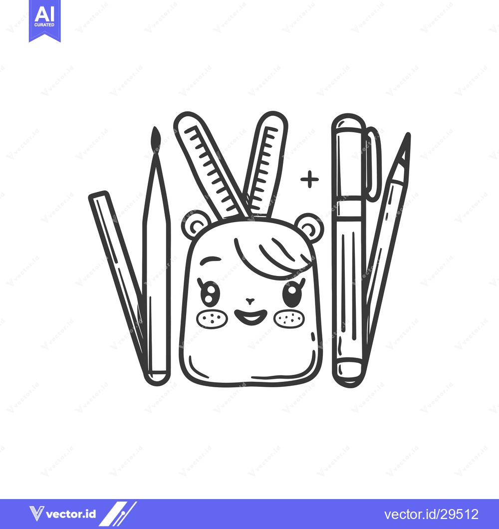 Premium Vector of Cartoon Character Holding Stationery Items