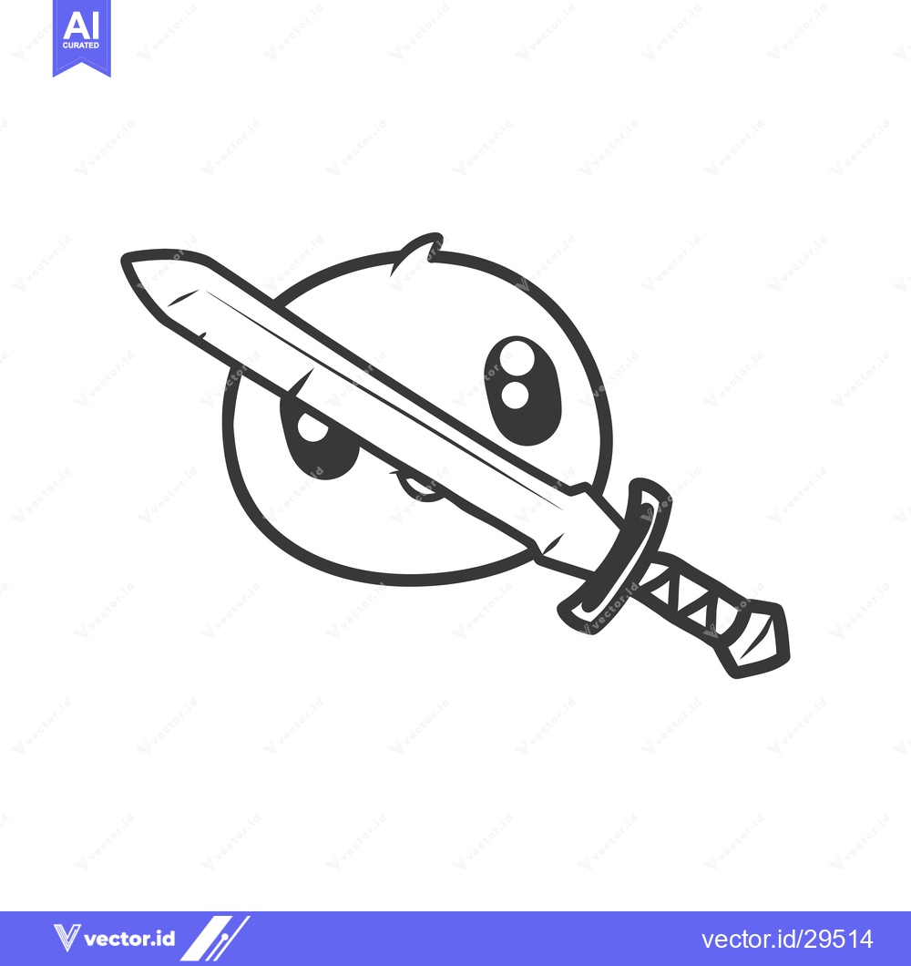 Premium Vector dari Cartoon Character with a Sword Across its Face