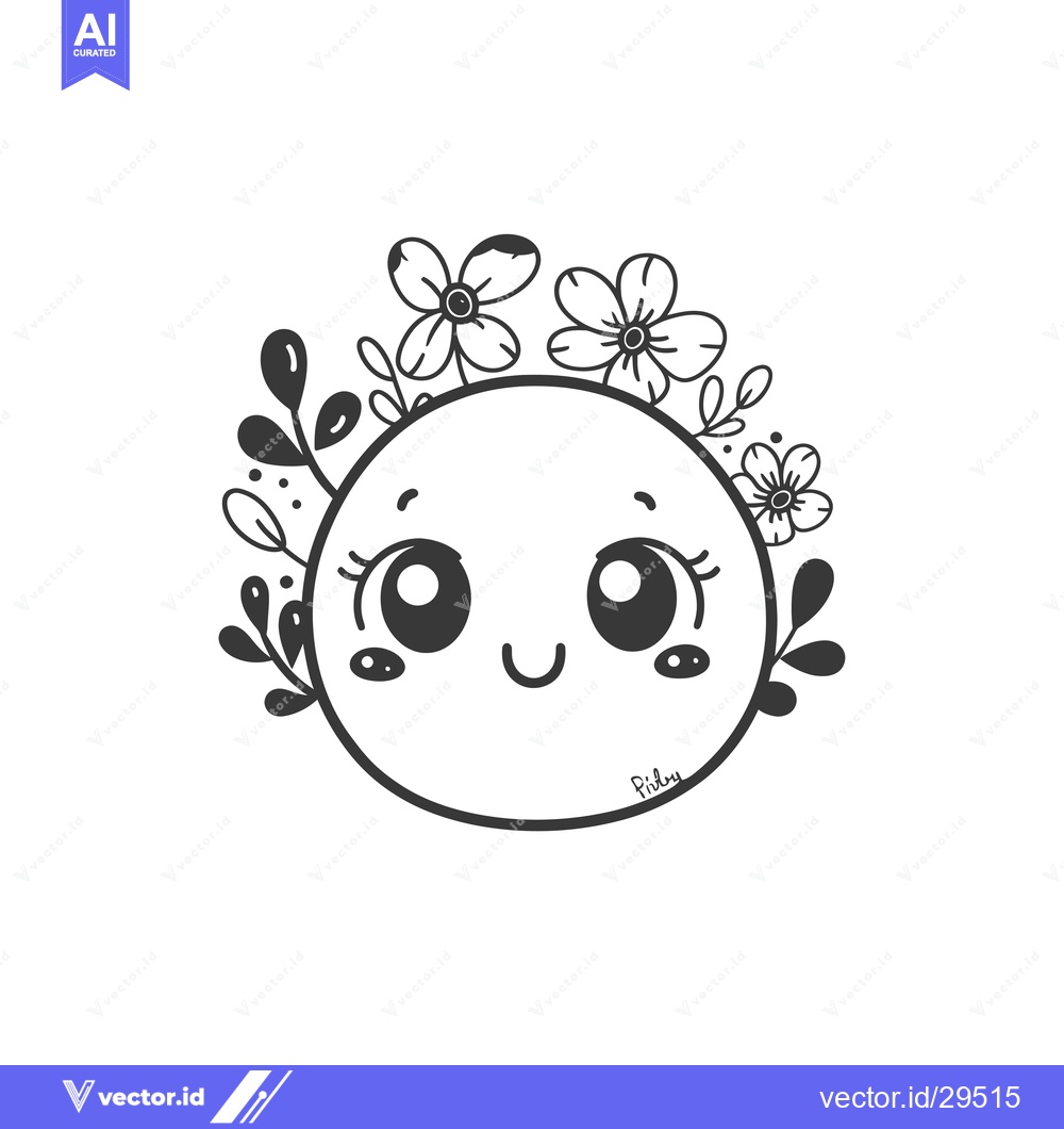 Premium Vector dari Cartoon Character with Flower Crown and Big Eyes