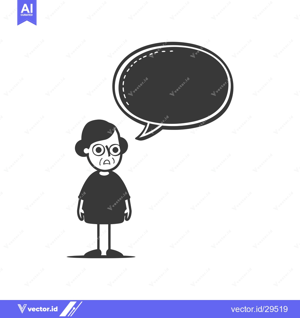 Premium Vector of Cartoon Elderly Woman with Speech Bubble
