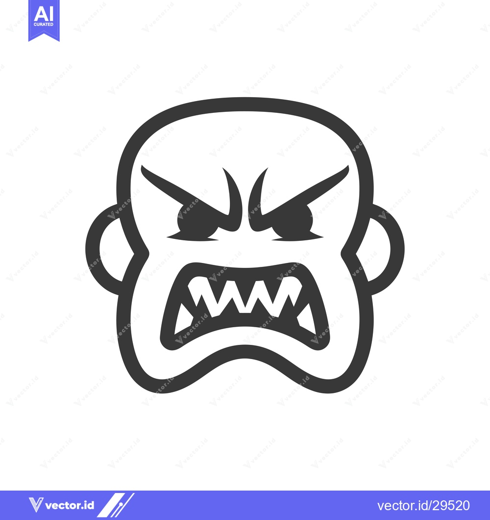 Premium Vector dari Cartoon Face with Angry Expression and Sharp Teeth