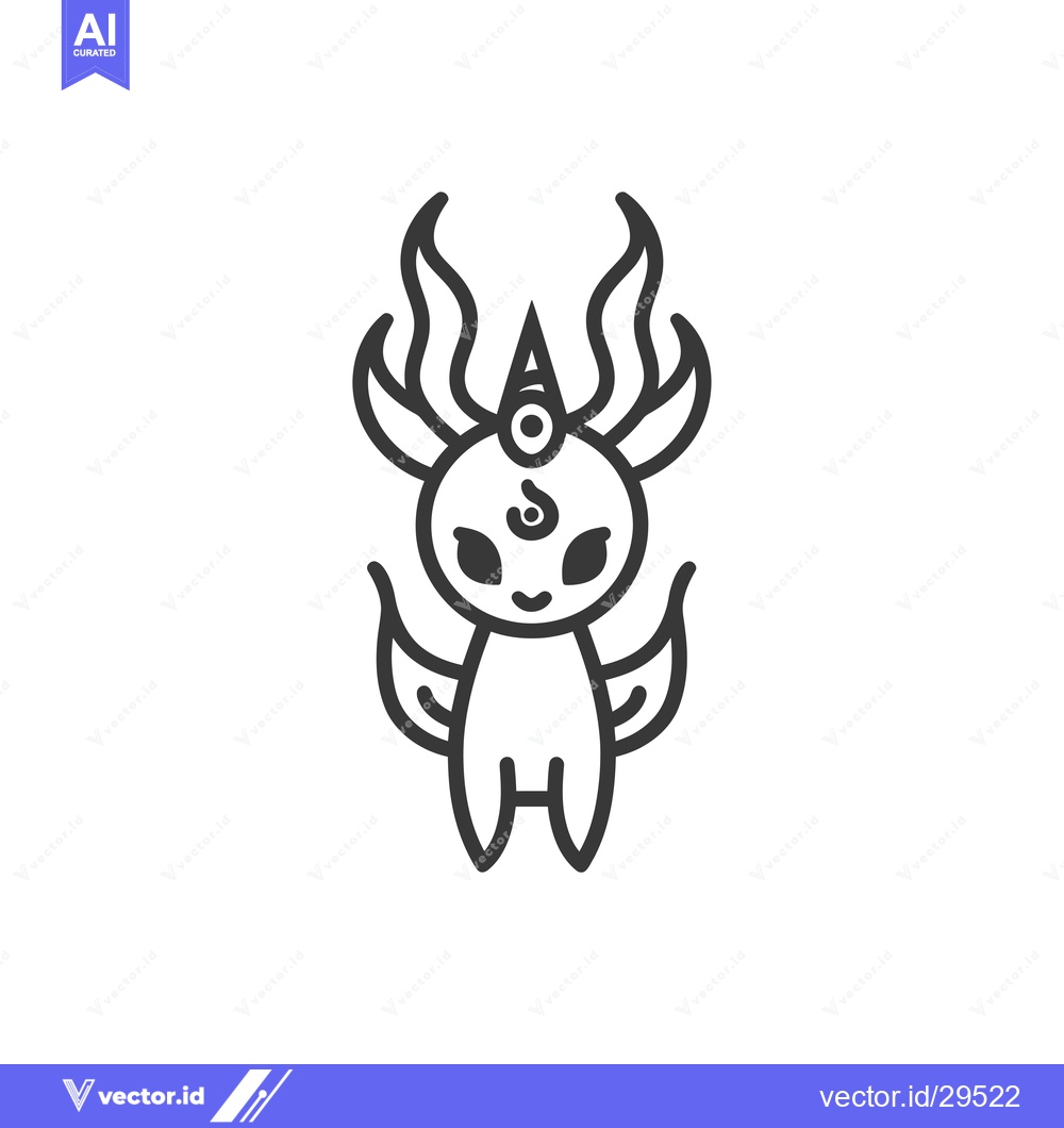 Premium Vector dari Cartoon Fantasy Creature with Horn and Wings