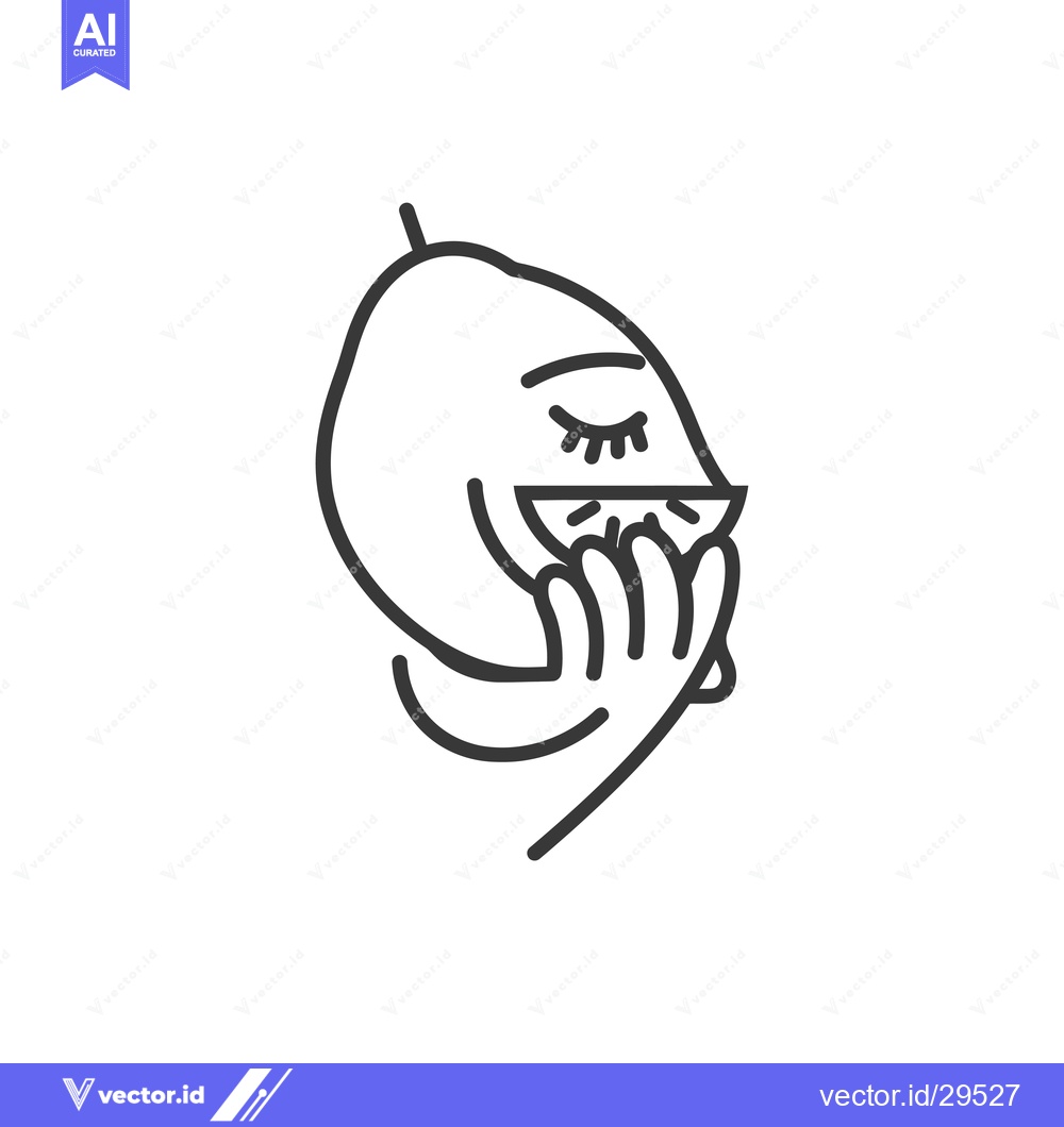 Premium Vector dari Cartoon Fruit Character Eating a Slice of Itself