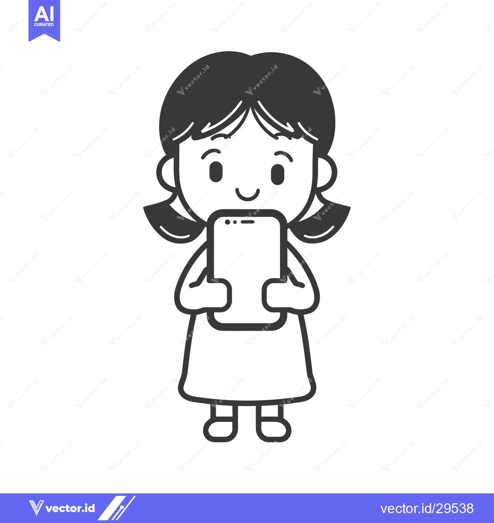 Premium Vector dari Cartoon girl holding smartphone in her hands