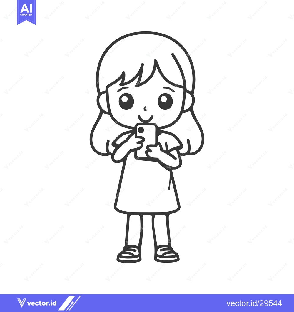 Premium Vector dari Cartoon Girl Using Smartphone