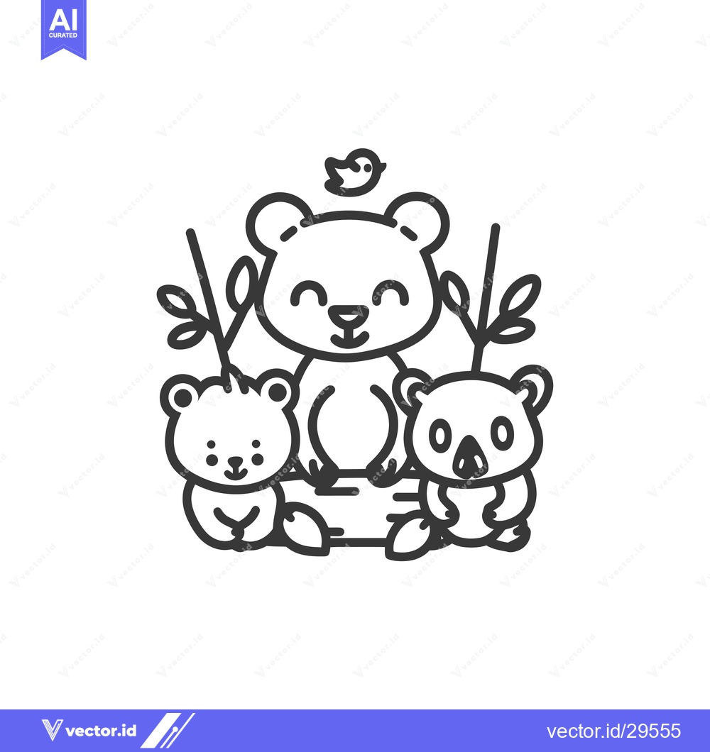 Premium Vector of Cartoon illustration of a bear, koala, and bird