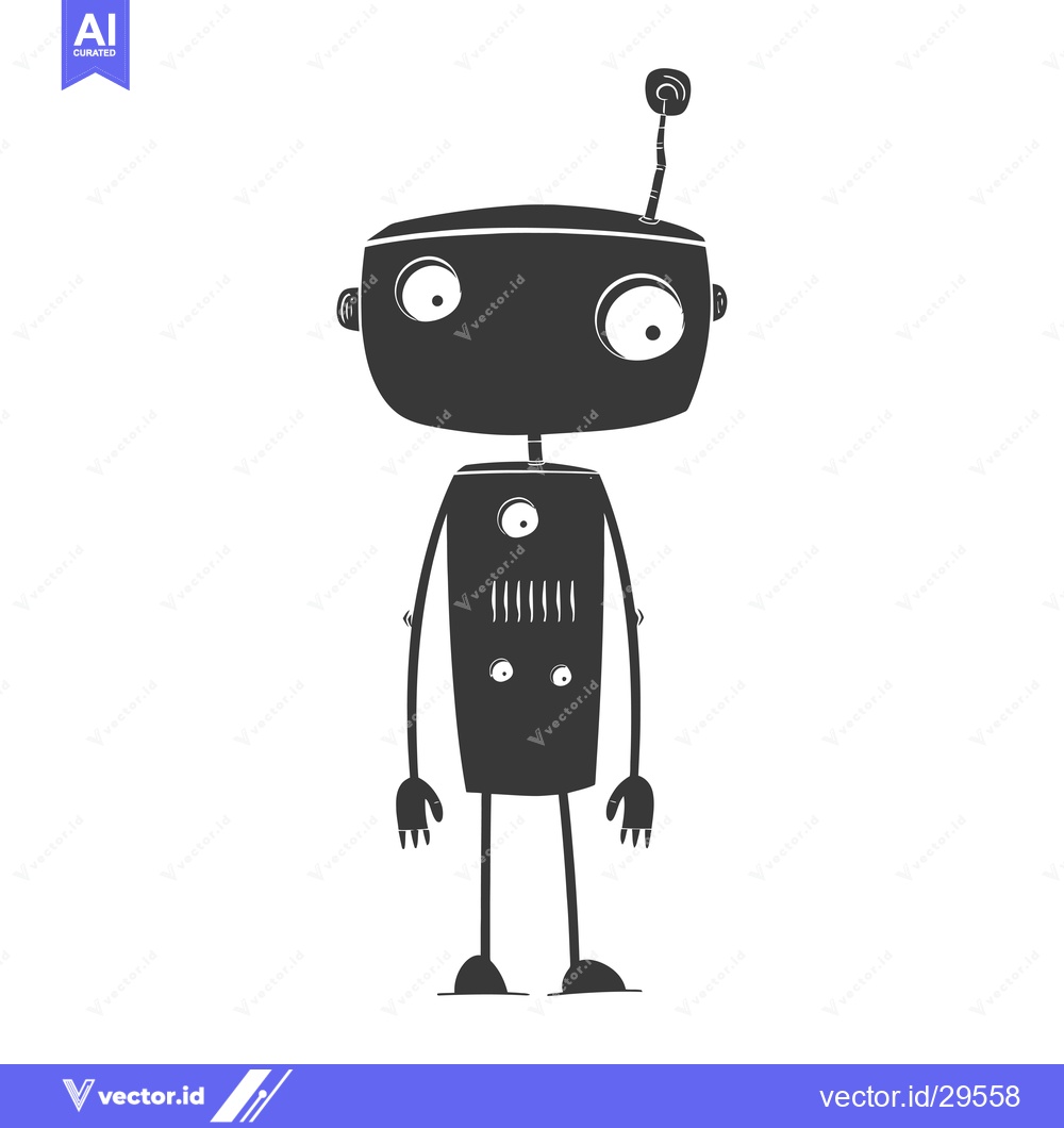 Premium Vector dari Cartoon Illustration of a Black and White Robot