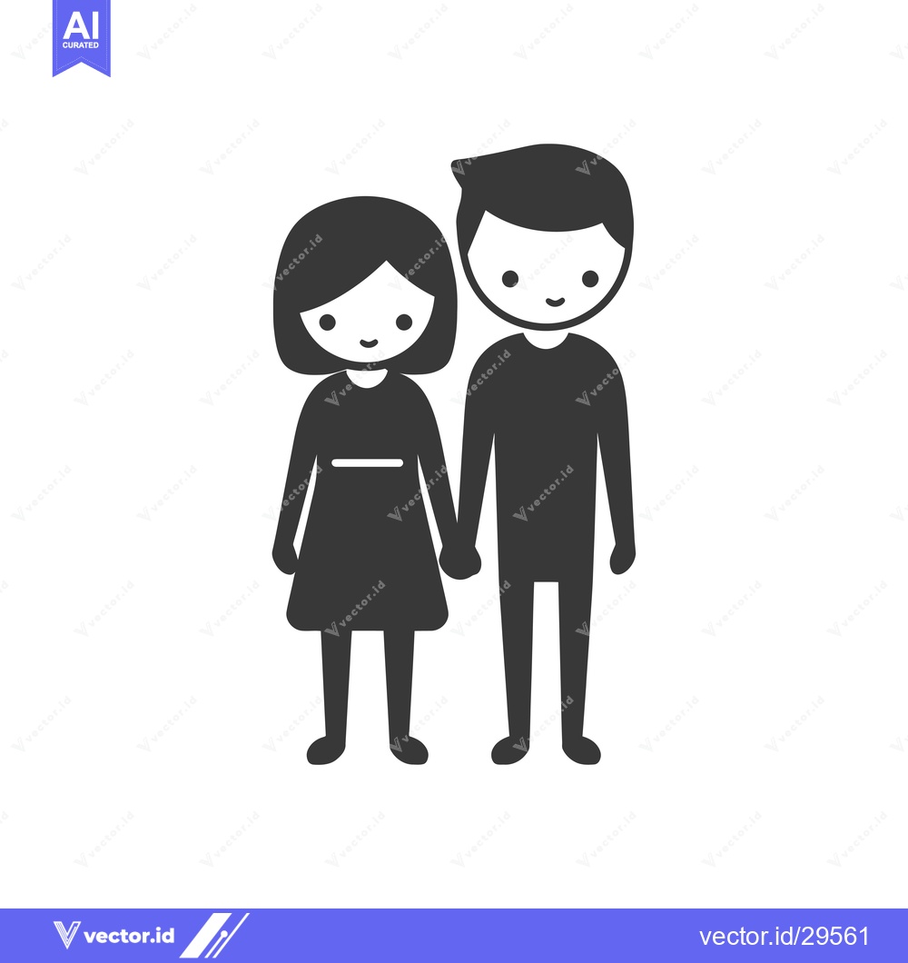 Premium Vector of Cartoon Illustration of a Boy and Girl Holding Hands
