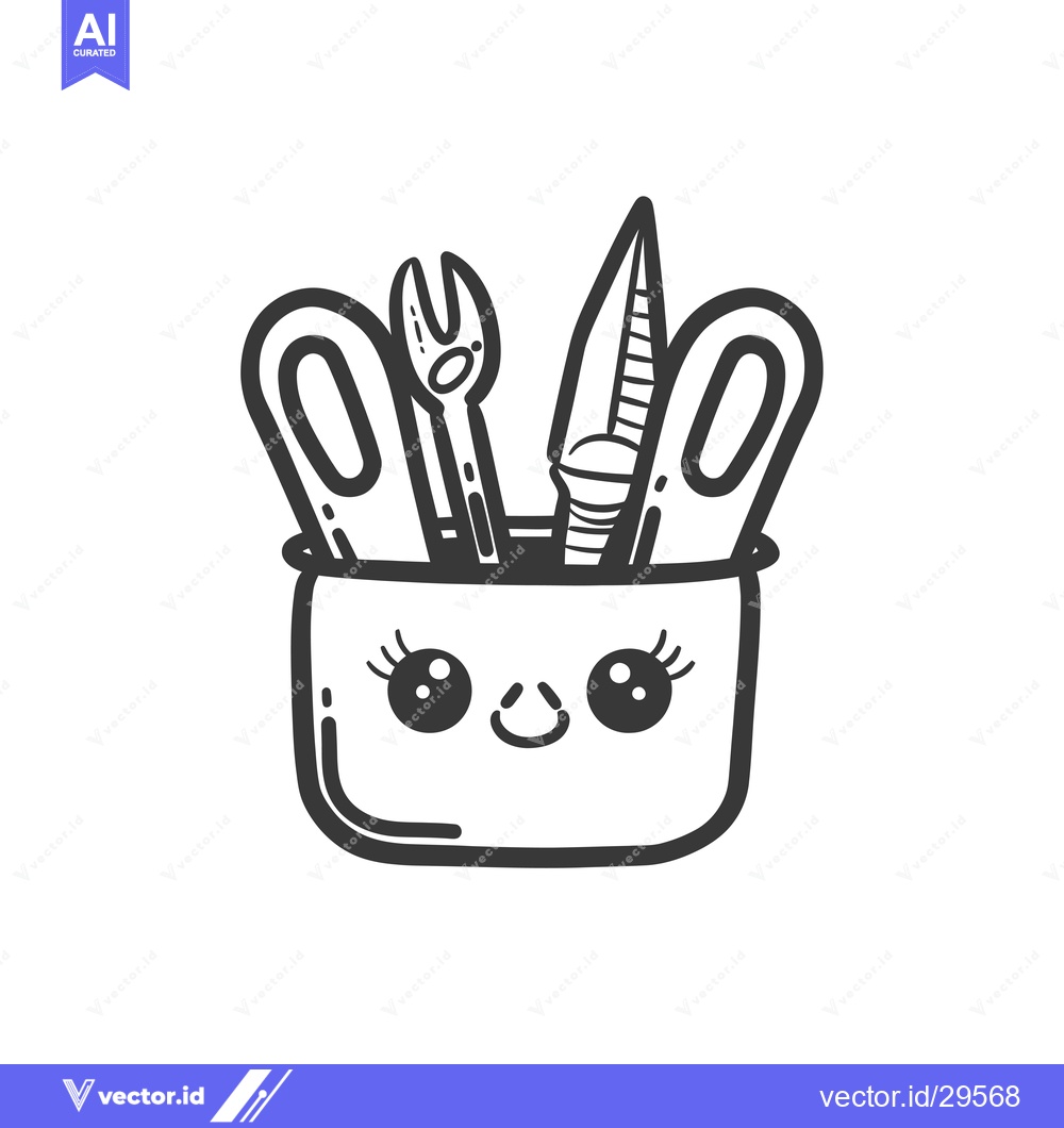 Premium Vector dari Cartoon Illustration of a Cute Pencil Case with Utensils