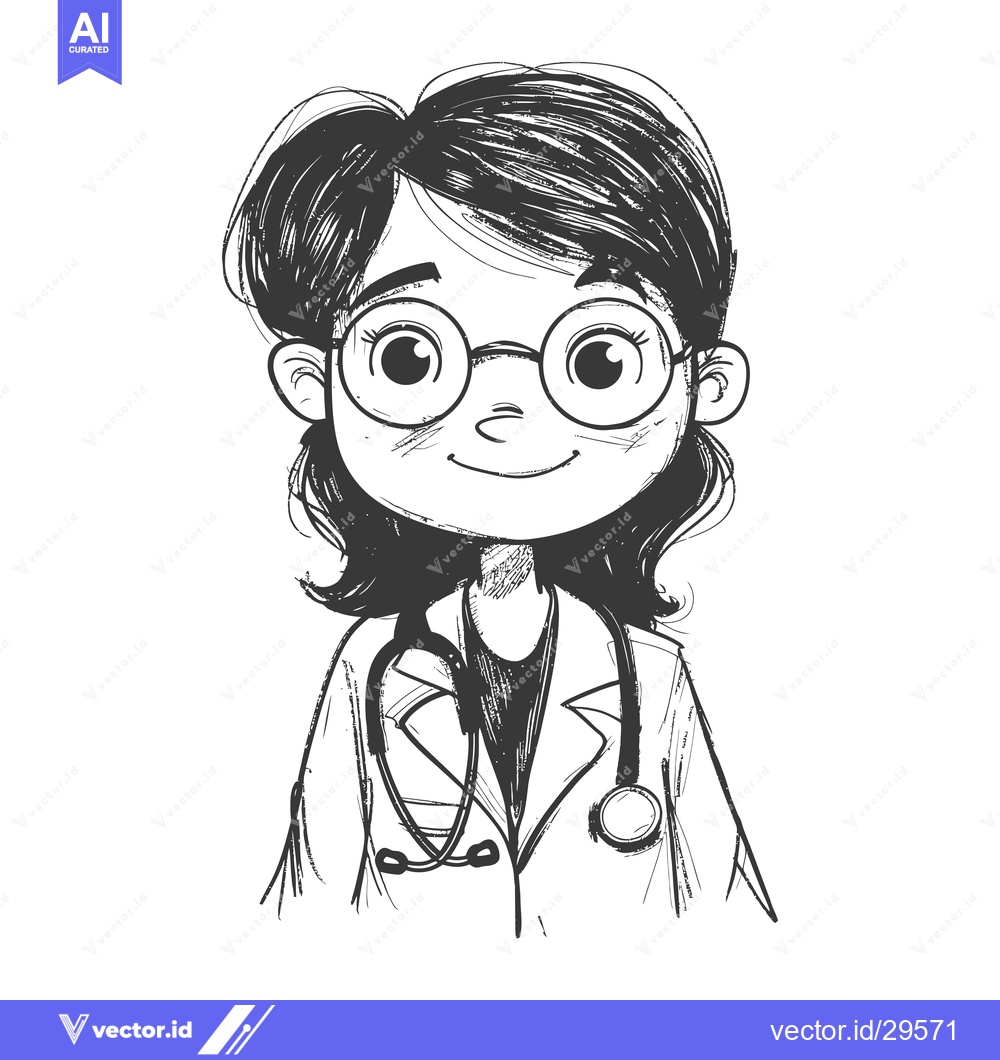 Premium Vector dari Cartoon illustration of a female doctor with a stethoscope