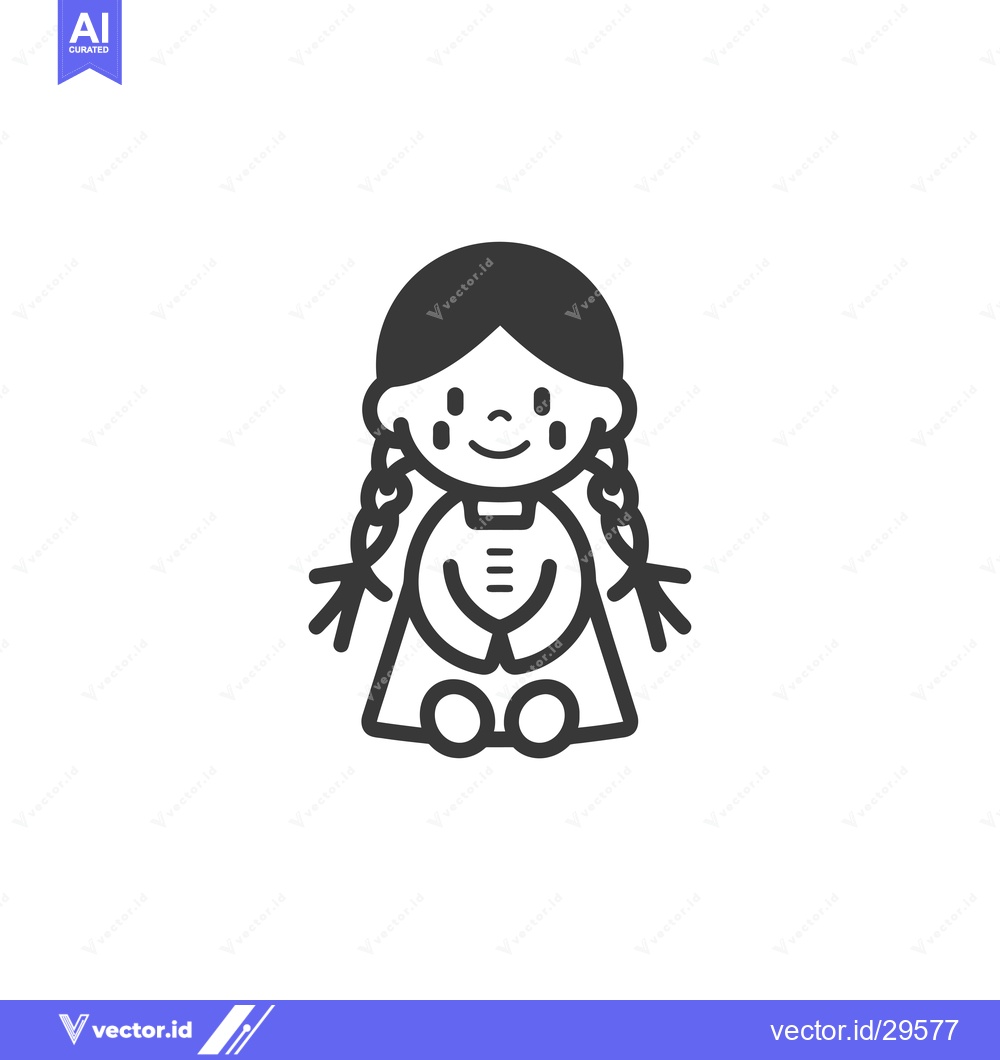 Premium Vector dari Cartoon Illustration of a Girl with Braids