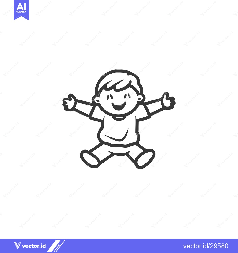 Premium Vector of Cartoon illustration of a happy boy with arms outstretched
