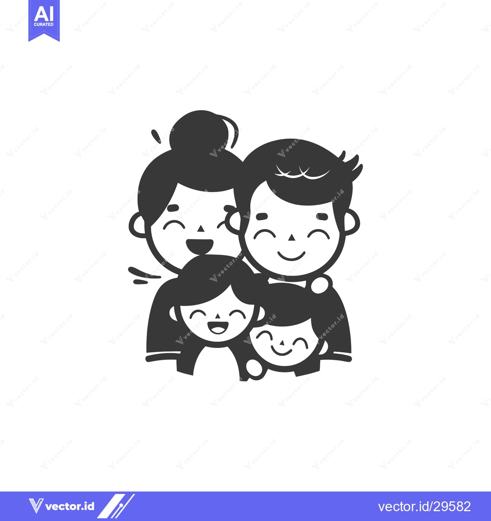 Premium Vector of Cartoon illustration of a happy family with two parents and two childr