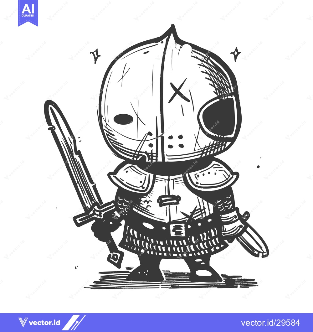 Premium Vector dari Cartoon illustration of a knight with a sword