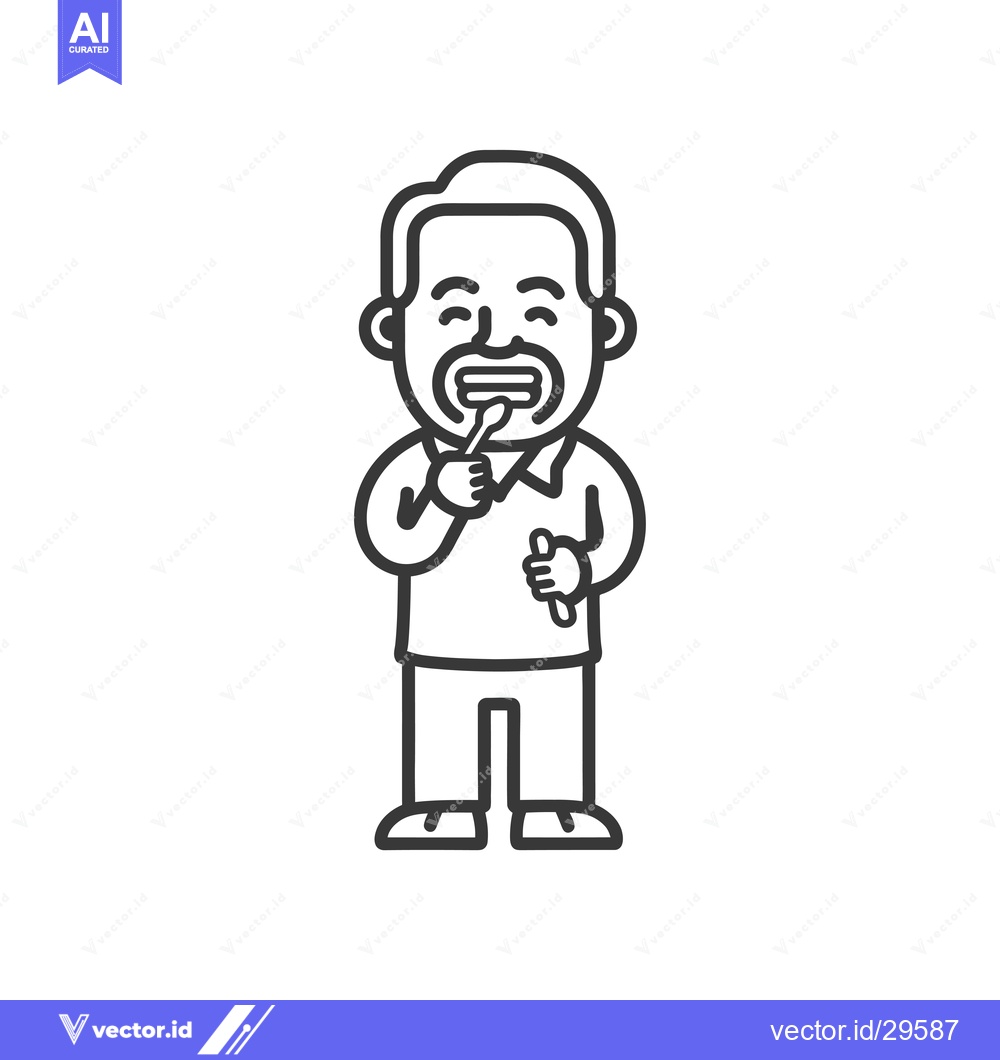Premium Vector dari Cartoon Illustration of a Man Brushing His Teeth