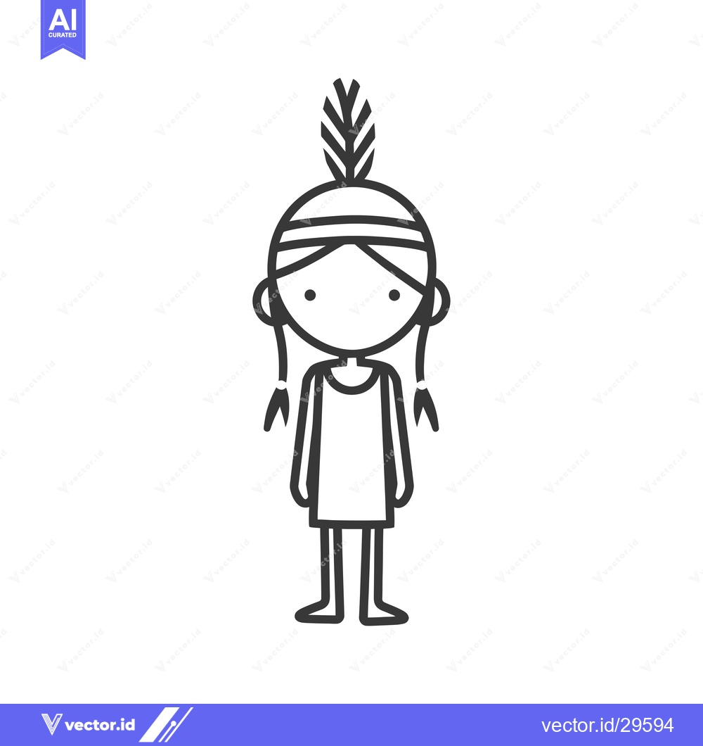 Premium Vector dari Cartoon Illustration of a Native American Girl