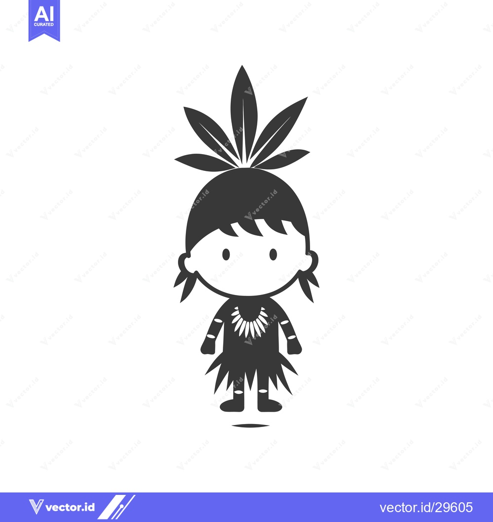 Premium Vector of Cartoon Illustration of a Native American Person