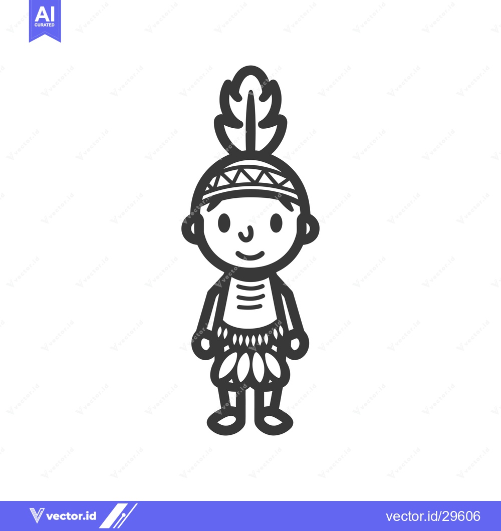 Premium Vector of Cartoon Illustration of a Native American Person