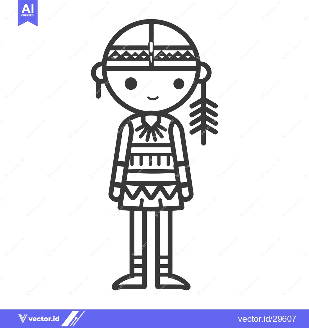 Premium Vector of Cartoon Illustration of a Native American Person