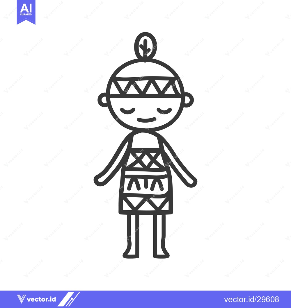 Premium Vector dari Cartoon Illustration of a Native American Person